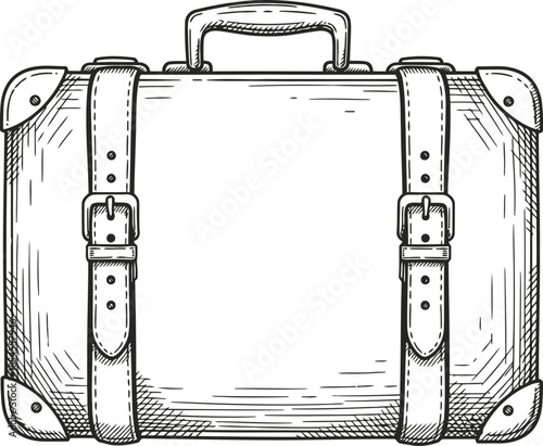 Vintage leather suitcase with buckles and straps on a light background