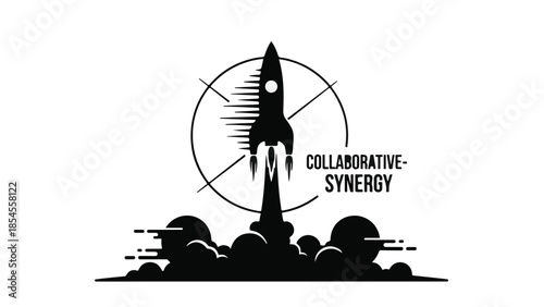 Rocket ship blasting off into the sky, symbolizing innovation and progress.