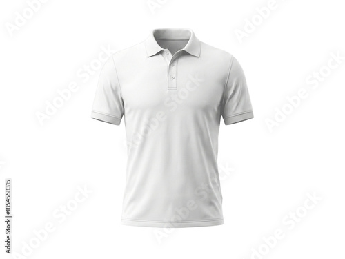 White Polo Shirt Front View Mockup Isolated on Black Background, Blank Jersey Apparel Template for Branding, Uniform Design, Corporate Wear, Sportswear and Ecommerce Presentation