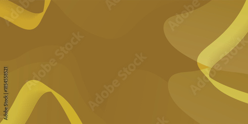 Abstract golden ribbons flowing gracefully on a warm brown background.