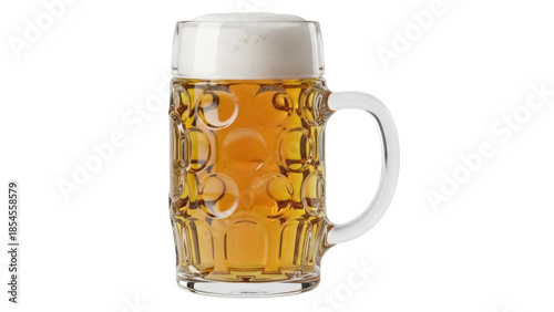 Oktoberfest beer mug PNG isolated on transparent background, traditional German beer stein with handle for celebration and festive occasions