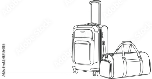 Sketch of a rolling suitcase and duffel bag ready for travel