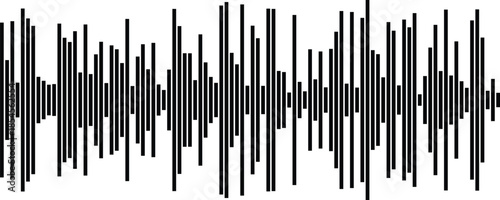 Abstract sound wave illustration with bold black lines against a crisp white background, modern graphic design