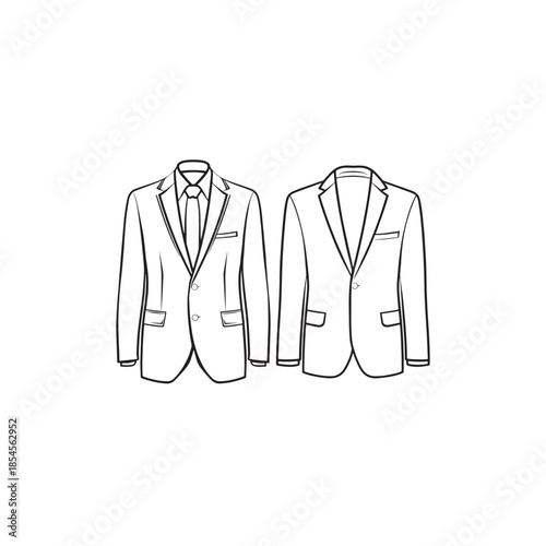 Suit Jacket line art tailored drawing