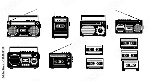 Retro Radio and Cassette Tape Icons