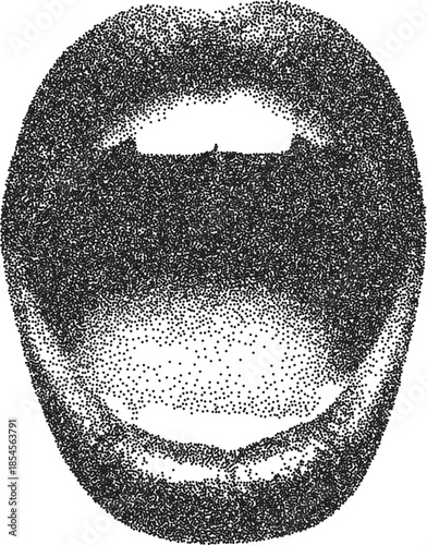 Mouth y2k retro stipple art lip brutalist halftone vector png transparent, tongue 2000s photocopy effect tattoo aesthetic