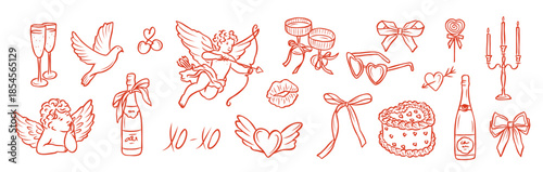 Romantic doodle Valentine's day elements collection