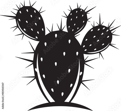 Prickly pear cactus silhouette vector black on a white background