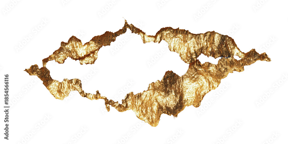 Fototapeta premium Golden Abstract Fragment: a detailed view of a shimmering gold leaf, the composition takes on the shape of an eye, adding depth and intrigue, with a texture and radiance.