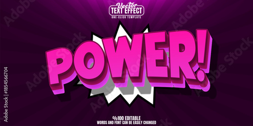 Power editable text effect, customizable comic and bubble 3d font style