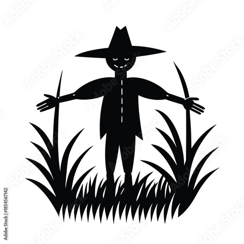 Rice Field Scarecrow Illustration