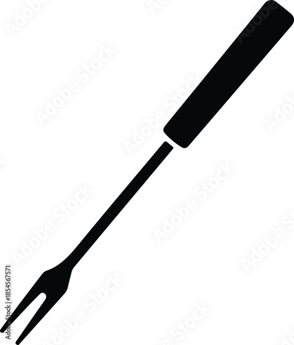Silhouette Fondue Fork Kitchen Utensil Cutlery Tool Dining Equipment Vector Illustration