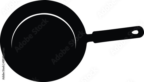 Silhouette Frying Pan Skillet Cooking Utensil Kitchenware Household Icon Vector Illustration