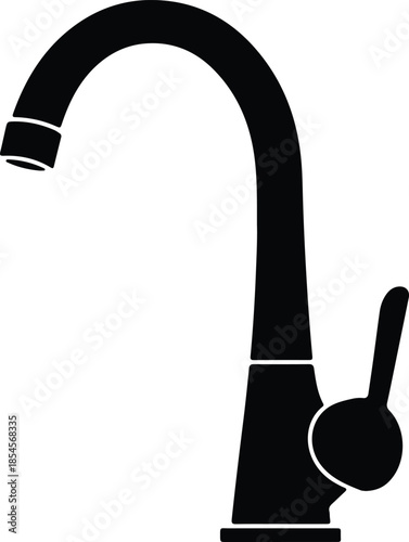 Silhouette Modern Kitchen Bathroom Faucet Water Tap Icon Design Vector Illustration