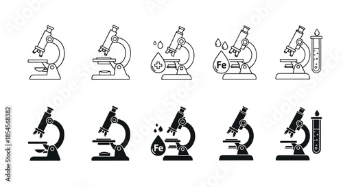 Science laboratory icon set - Solid icons vector collection - Vector icon set - Line and glyph solid icon set - Icon vector - Flat Design Icon