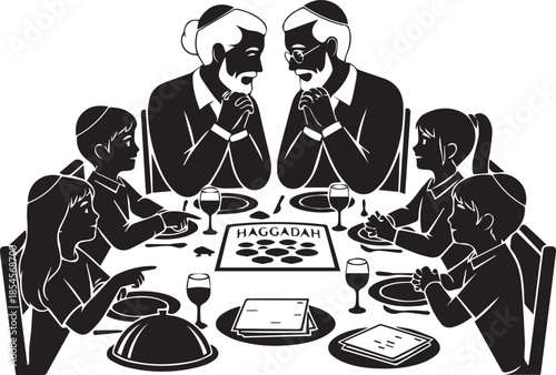 Family gathering for haggadah