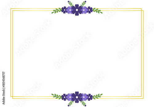 Romantic Flat Purple Floral Border Design for Elegant Wedding Invitations and Bridal Stationery