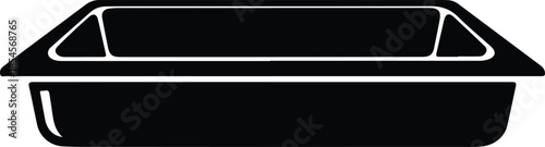 Silhouette rectangular baking dish food container kitchen utensil simple basic design Vector Illustration