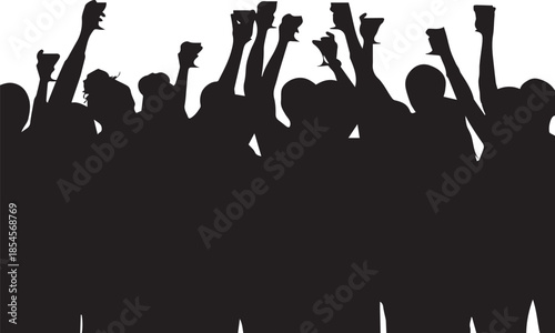 Crowd cheering silhouettes