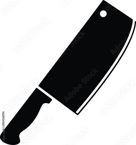 Silhouette Sharp Black Meat Cleaver Butcher Knife Culinary Tool Vector Illustration