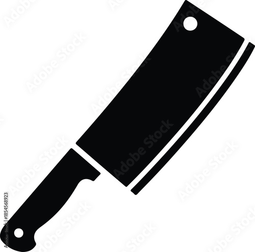 Silhouette Sharp Butcher Knife Kitchen Tool Cooking Utensil Restaurant Equipment Vector Illustration