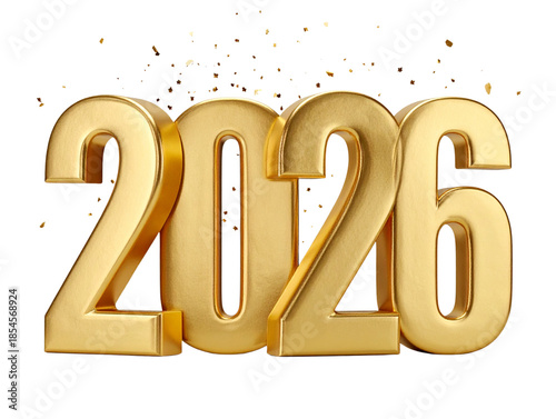 Untitled design - 3D Golden 2026 Numbers with Curved Ribbon Streamers, Dynamic New Year Celebration, Transparent Background