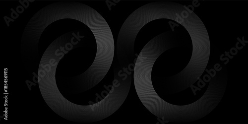 Abstract geometric black and white background with overlapping layers in a bright space with line effect decoration. illustration