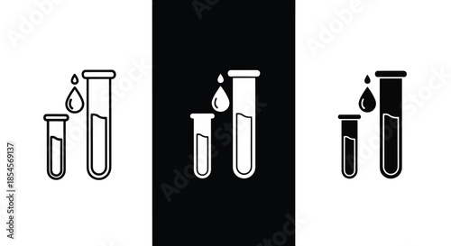 Test tube icon set - Solid icons vector collection - Vector icon set - Line and glyph solid icon set - Icon vector - Flat Design Icon