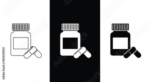 Medication icon set - Solid icons vector collection - Vector icon set - Line and glyph solid icon set - Icon vector - Flat Design Icon