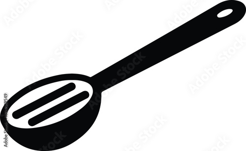 Silhouette Slotted Spoon Kitchen Utensil Cooking Tool Minimalist Icon Vector Illustration