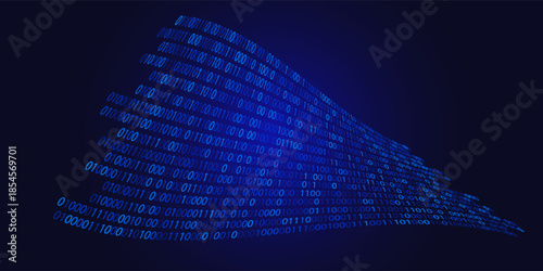 Creative vector illustration of stream of binary code. Computer matrix background art design. Digits on screen. Abstract concept graphic data, technology, decryption, algorithm, encryption element