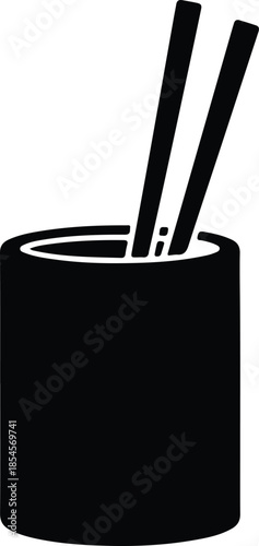 Silhouette Sushi Roll with Chopsticks Asian Food Cuisine Simple Flat Minimalist Vector Illustration