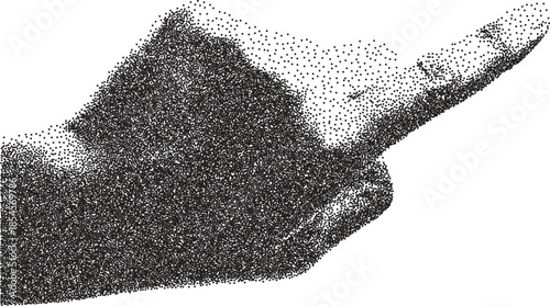 Hand vintage y2k stipple art, gesture halftone stipple brutalist retro vector png with transparent background, sign 2000s aesthetic photocopy effect tattoo