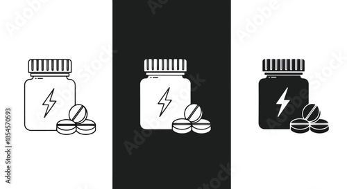 Supplement icon set - Solid icons vector collection - Vector icon set - Line and glyph solid icon set - Icon vector - Flat Design Icon