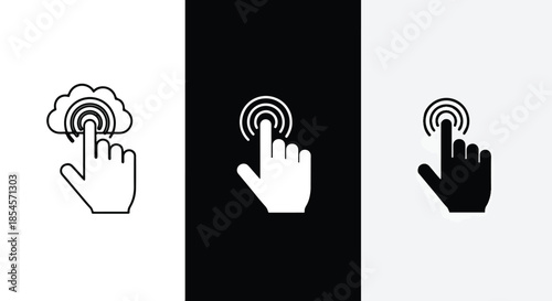 Hand touching cloud icon set - Solid icons vector collection - Vector icon set - Line and glyph solid icon set - Icon vector - Flat Design Icon