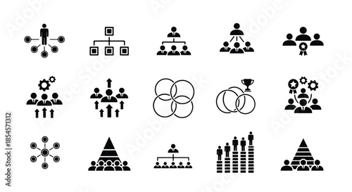 Organizational structure and teamwork icon set - Solid icons vector collection - Vector icon set - Line and glyph solid icon set - Icon vector - Flat Design Icon
