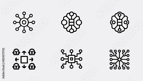 Neural network visualization with interconnected nodes and pathways, abstract
