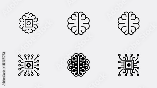 Artificial intelligence brain made of circuit lines and microchips for tech