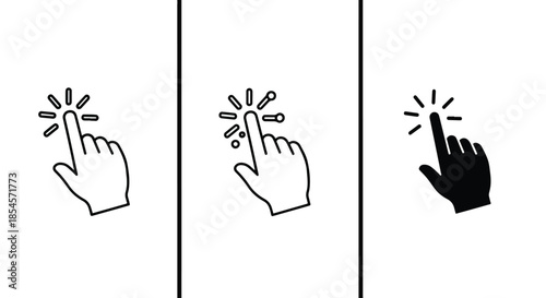 Interactive hand icons - Solid icons vector collection - Vector icon set - Line and glyph solid icon set - Icon vector - Flat Design Icon