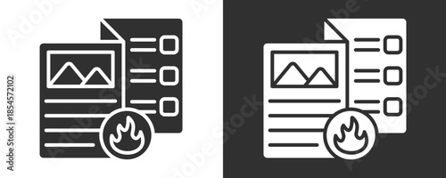 Brochure Icon Set Vector Collection Isolated In Black And White