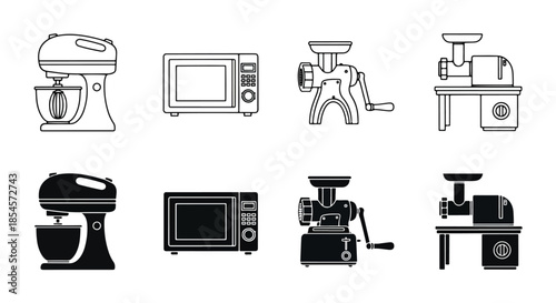 Kitchen appliance icons - Solid icons vector collection - Vector icon set - Line and glyph solid icon set - Icon vector - Flat Design Icon