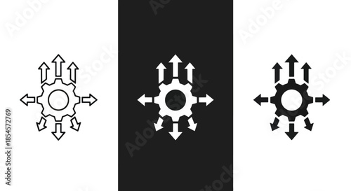 Gear icon set - Solid icons vector collection - Vector icon set - Line and glyph solid icon set - Icon vector - Flat Design Icon