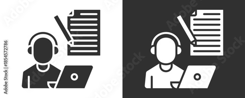Copywriter Icon Set Vector Collection Isolated In Black And White