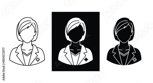 Nurse vector icon set - Solid icons vector collection - Vector icon set - Line and glyph solid icon set - Icon vector - Flat Design Icon