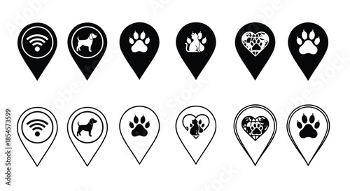 Pet-friendly locations icon set - Solid icons vector collection - Vector icon set - Line and glyph solid icon set - Icon vector - Flat Design Icon