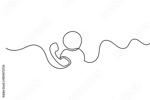 Customer service user icon with phone continuous one line minimalist vector art
