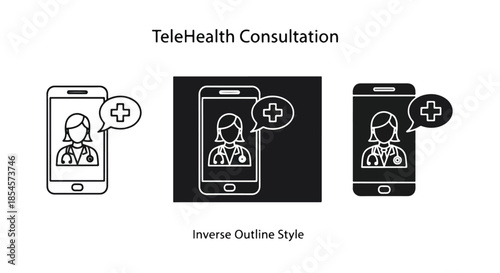 Telehealth consultation - Solid icons vector collection - Vector icon set - Line and glyph solid icon set - Icon vector - Flat Design Icon