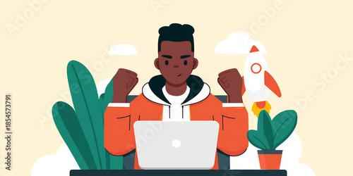 Colorful Teamwork Illustration with People Sharing Ideas