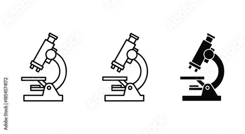 Microscope icon set - Solid icons vector collection - Vector icon set - Line and glyph solid icon set - Icon vector - Flat Design Icon