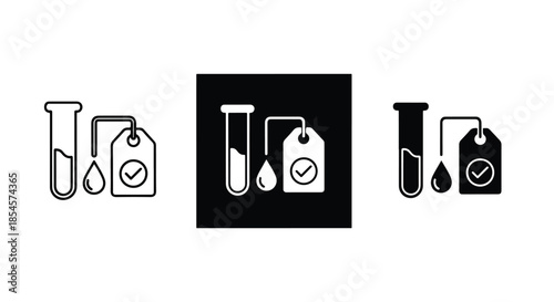 Test tube icon set - Solid icons vector collection - Vector icon set - Line and glyph solid icon set - Icon vector - Flat Design Icon